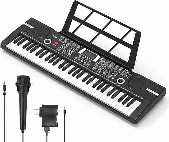 61 keys keyboard piano, Electronic Digital Piano with Built-In Speaker Microphone, Sheet Stand and Power Supply, Portable piano Keyboard Gift Teaching for Beginners Musical Instruments That Start With D: Learn 19 Drums, Flutes, and String Instruments