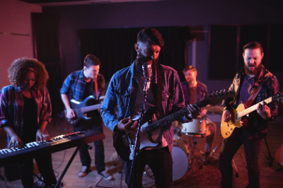 A music band performing in a studio Master Instrument Homophones to Improve Your Musical Communication and Avoid Common Mistakes