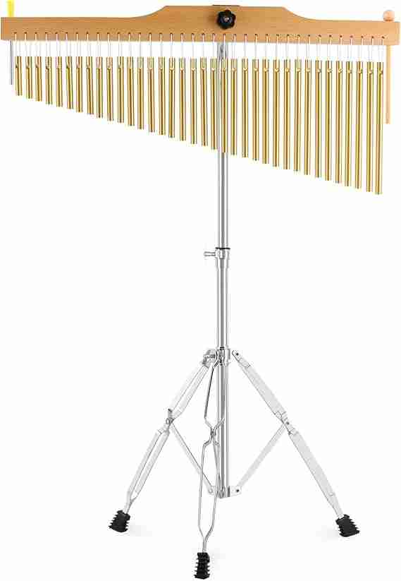 EASTROCK 36 Note Chimes Musical Instruments Percussion Instrument Single-row Chime Bar Chimes Percussion Height-Adjustable Stand Gold