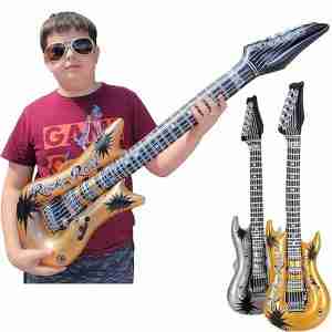 Rock Inflatable Guitar (42 Inches) Vinyl. Perfect Party Favor, DJ Dance 80s Rocker (Gold and Silver (2 Pack)), Multi, 42 Inch