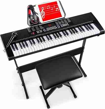 10 Best Piano Instruments for Every Budget: Best Choice Products 61-Key Beginners Complete Electronic Keyboard Piano Set w/Lighted Keys, LCD Screen, Headphones, Stand, Bench, Teaching Modes, Note Stickers, Built-In Speakers - Black